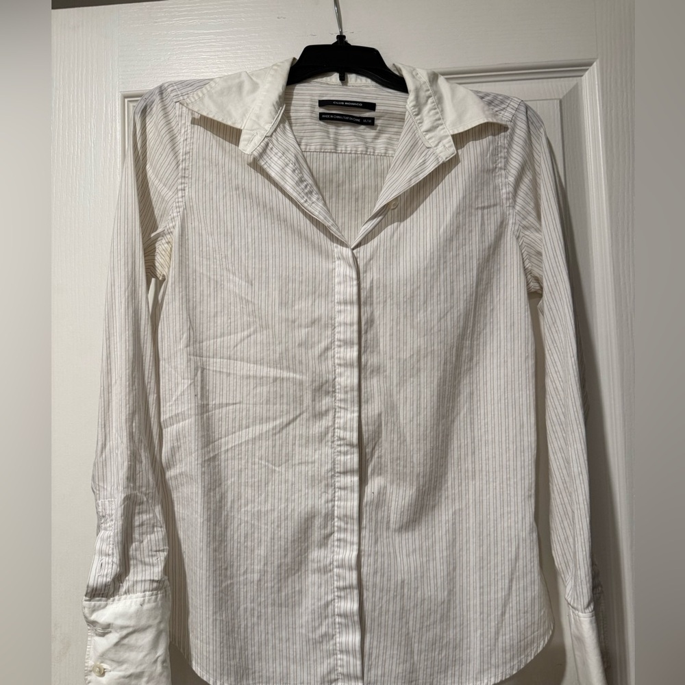 Club Monaco White Pinstripe Button-Down Shirt